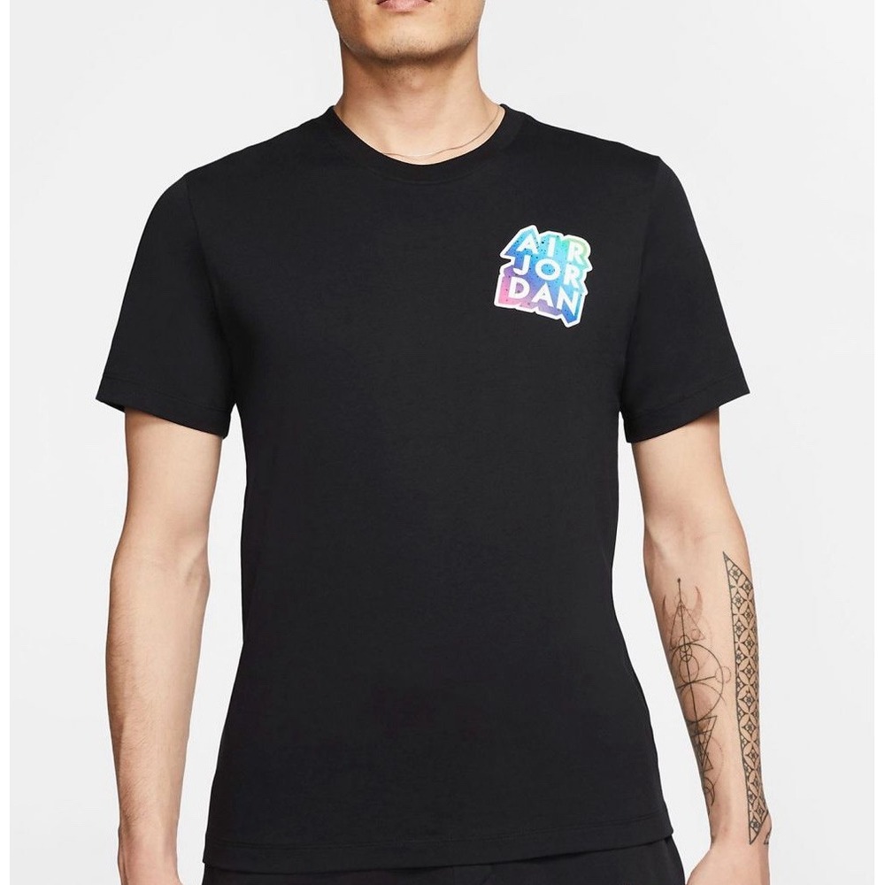 Nike Air Jordan Mens XL Black Multi-Logo Graphic T-Shirt CD5638-010 Retro Flight